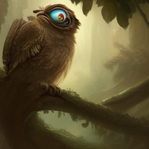 Detailed Matte Painting of Potoo Vogelkop
