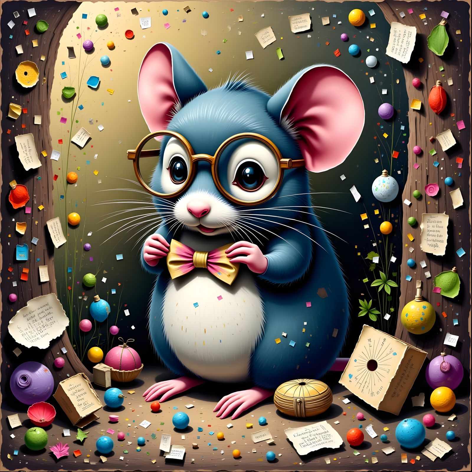 Whimsical Pack Rat Assemblage in Memento Ephemera Style