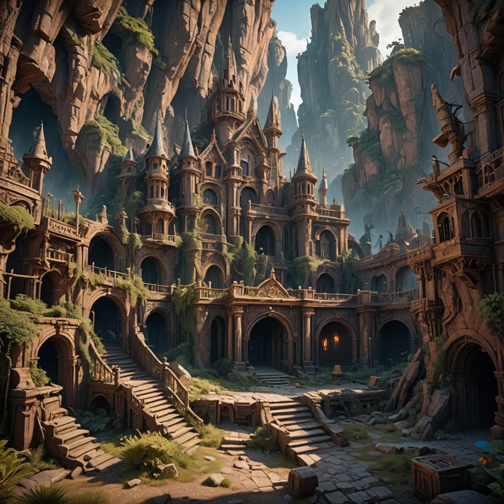 Deserted Movie Set in Detailed Matte Painting Style