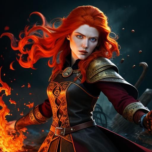 Burning Stake: Hyperrealistic Witch in Flames