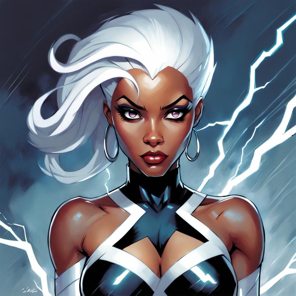 Storm from X-Men in Modern Comic Style
