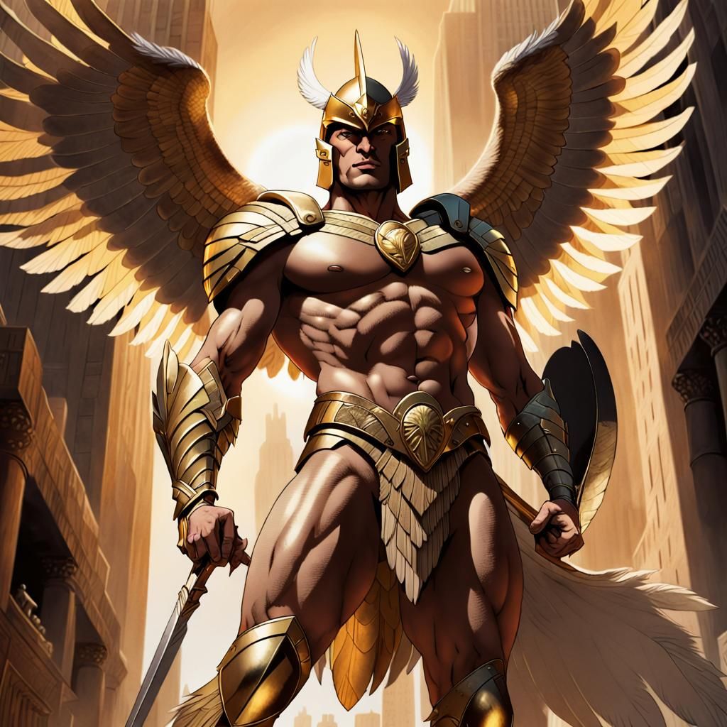 Hawkman Warriors Prepare for Battle in Retro-Futuristic Art