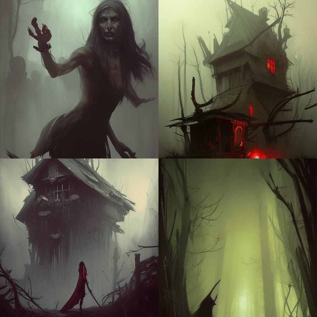 Sinister Baba Yaga Dark Fantasy Artwork