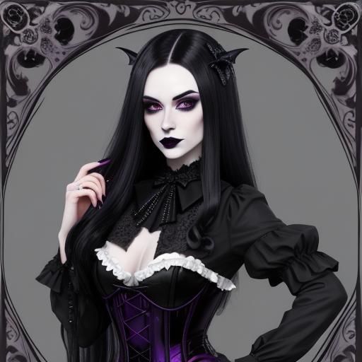 Gothic Woman with Vampire Bat Tattoo