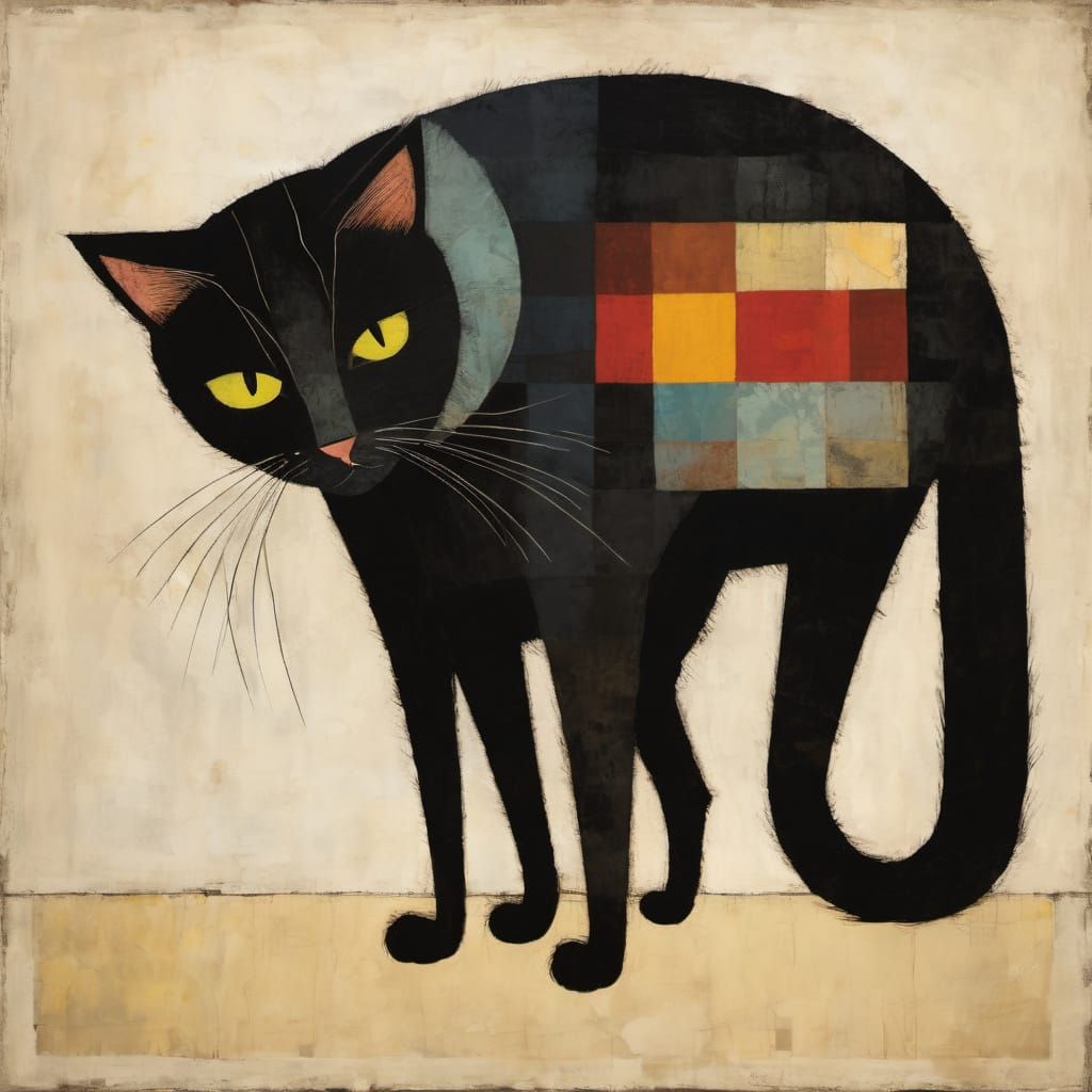 Cat in the Style of Kentridge, Scully, and Kehoe