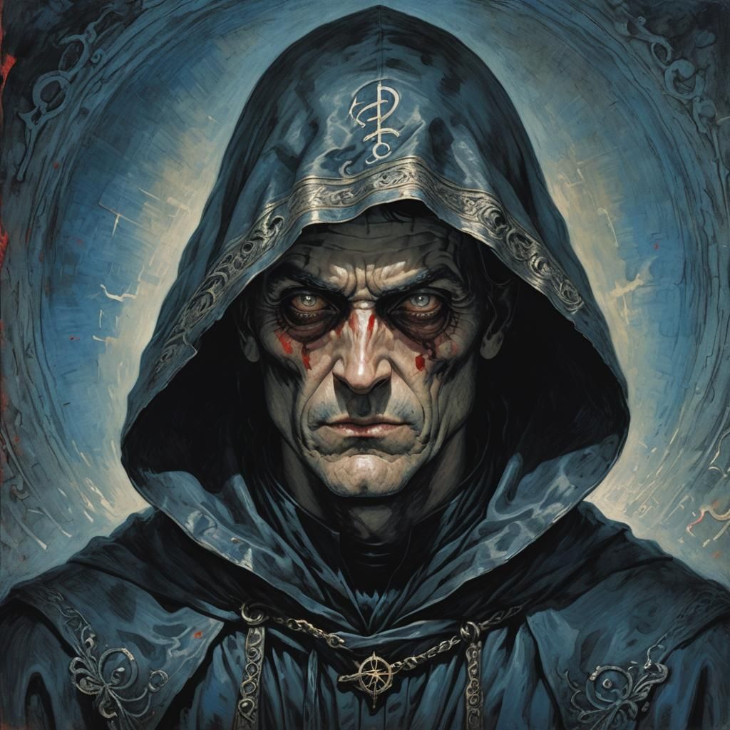 Sinister Hooded Figure with Piercing Gaze