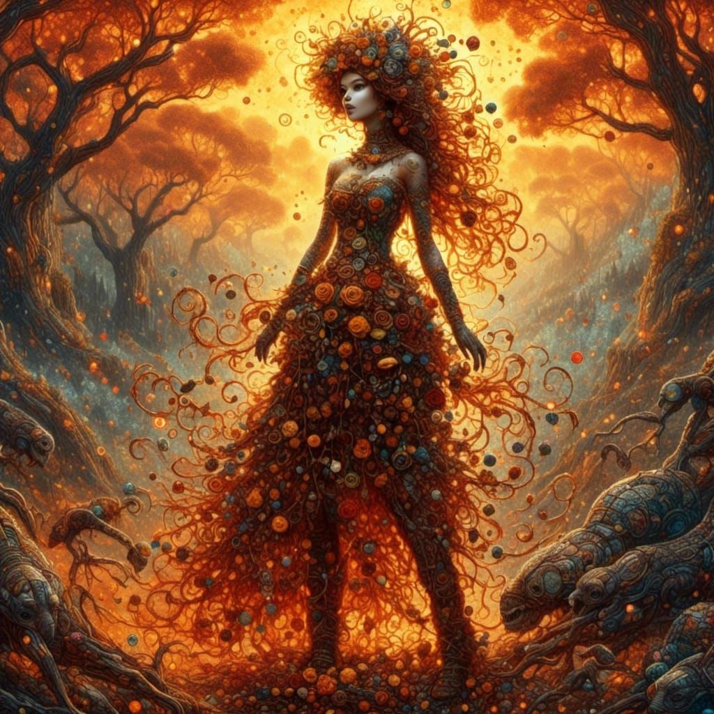 Mosaic Firestorm Engulfs Valley Landscape