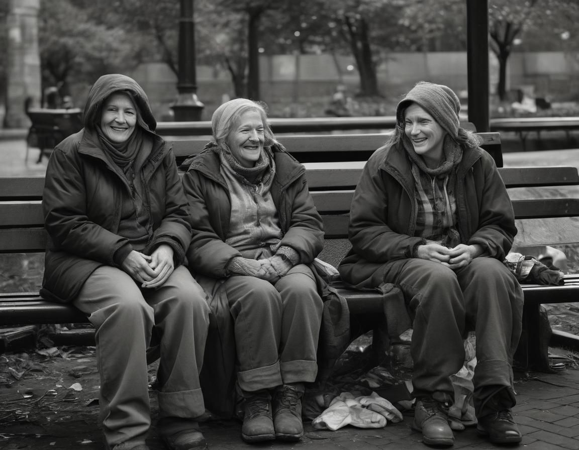 Three Women Sharing Laughter on Boston Park Bench