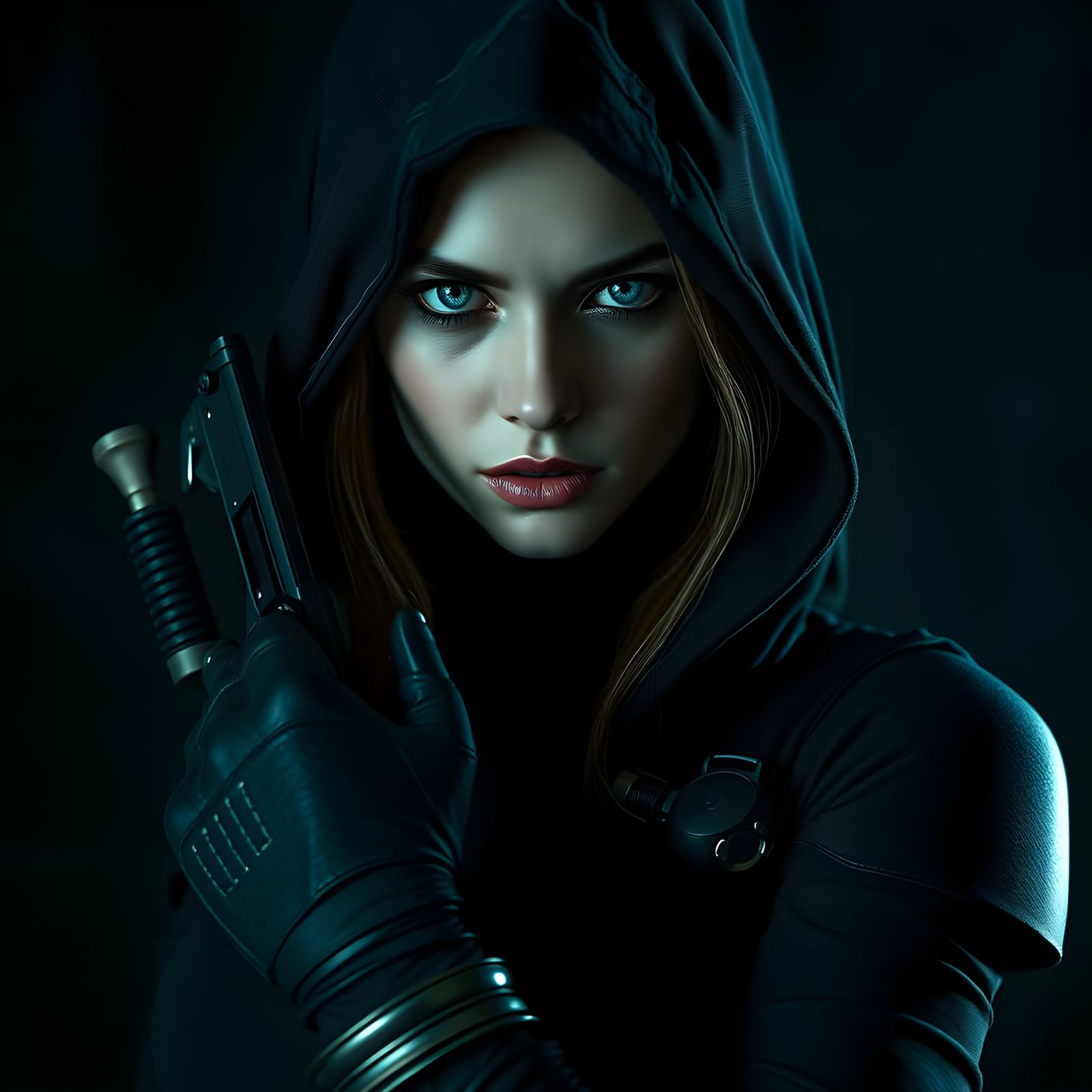 Dark Fantasy Assassinine Female Portrait in Cinematic Style