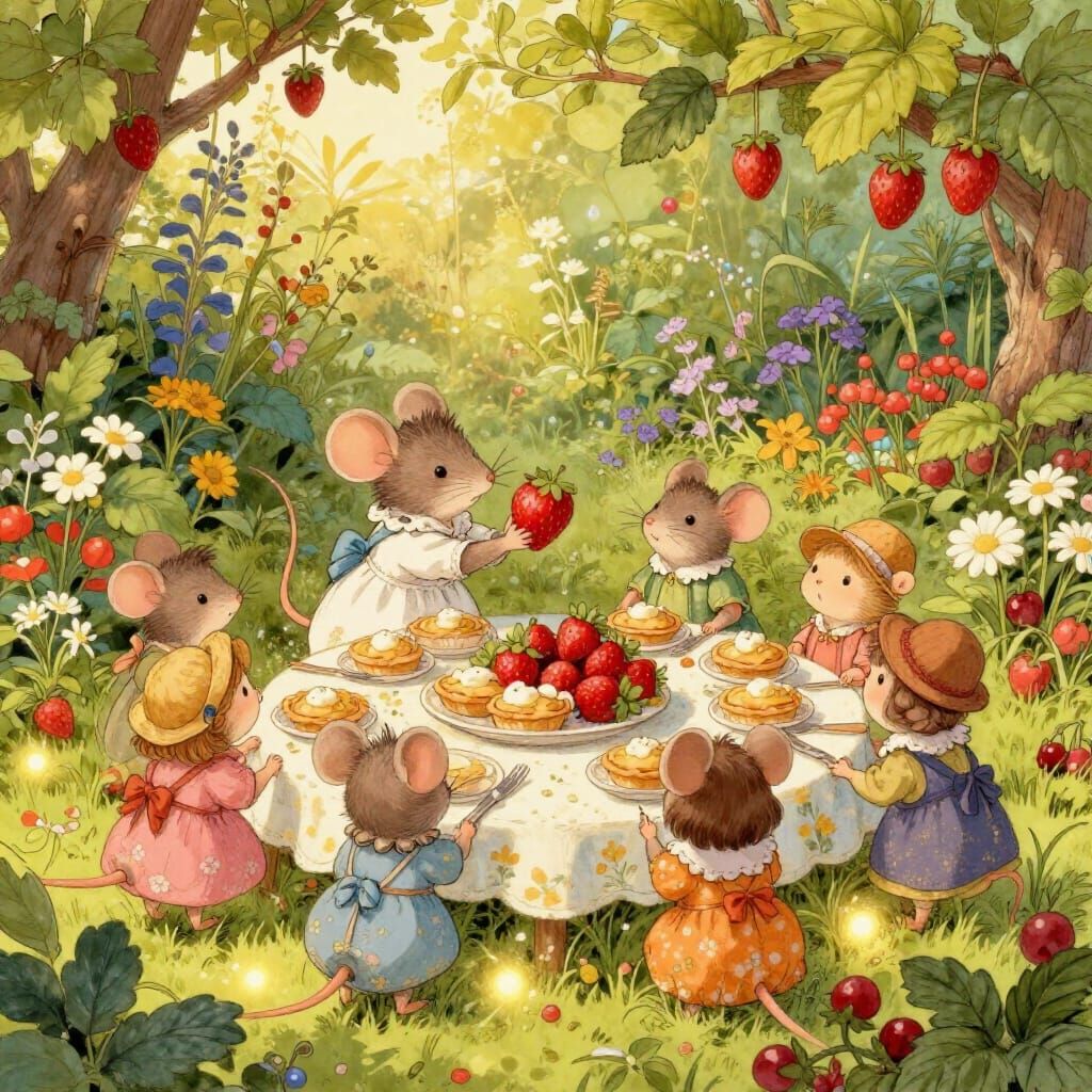 Whimsical Garden Harvest Celebration with Tiny Creatures