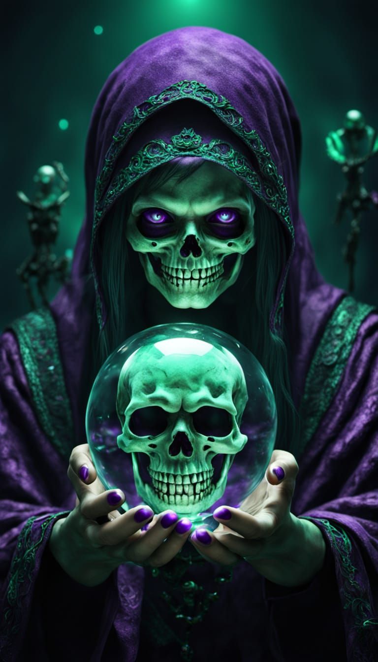 Dark Surreal Fortune Teller with Crystal Ball
