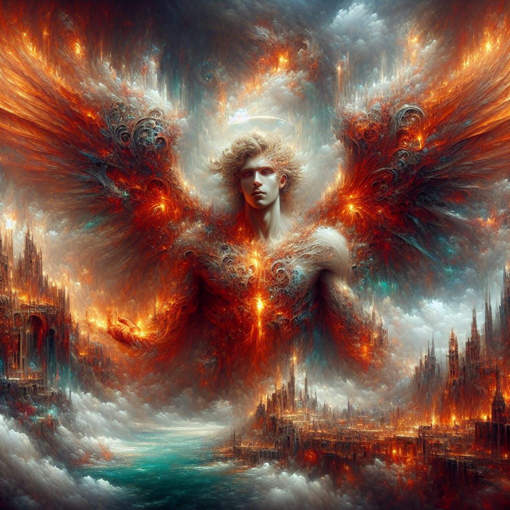 Fiery Angel Nathaniel: Fantasy Concept Art