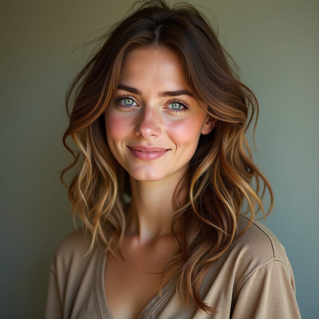 Warm Smile Portrait in American Realism Style