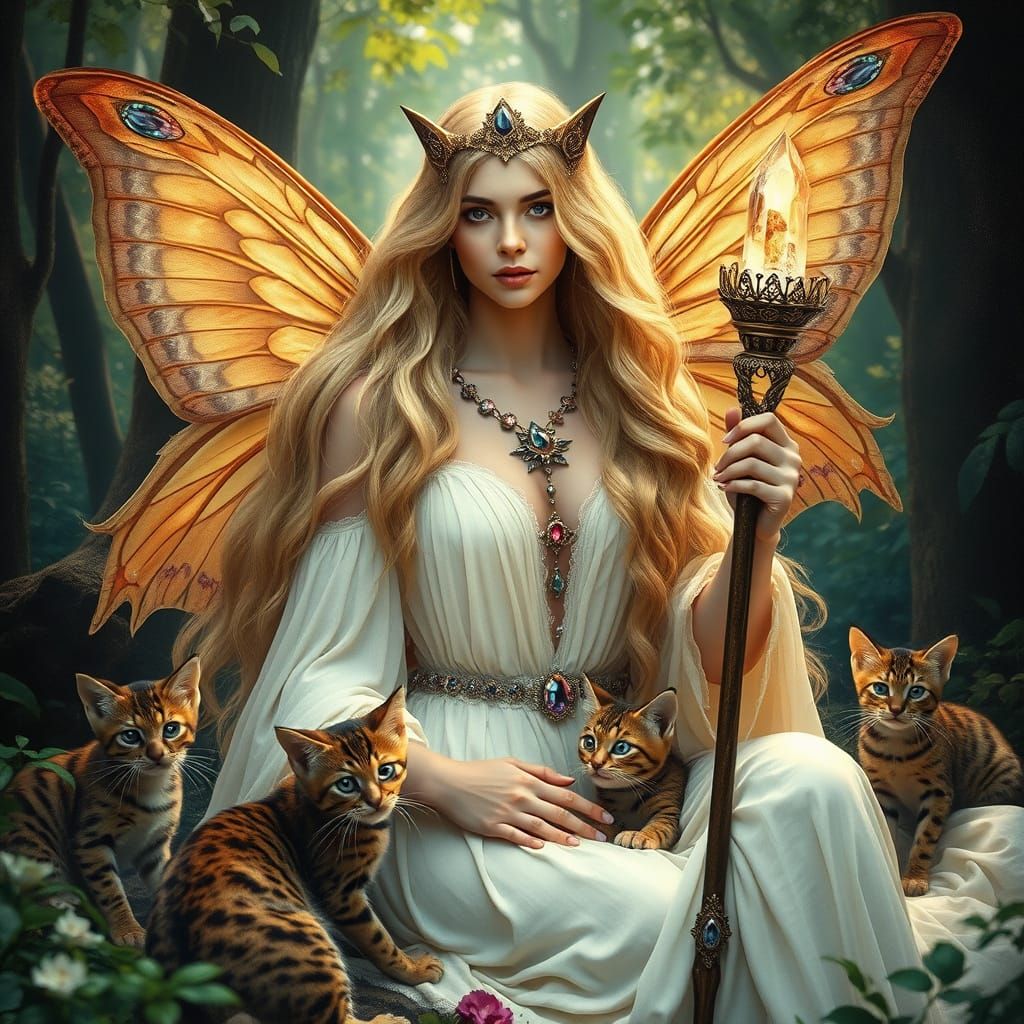 Goddess in Woodland Grove, Art Nouveau Style