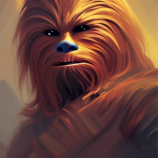 Detailed Portrait of Chewbacca in Art Nouveau Style