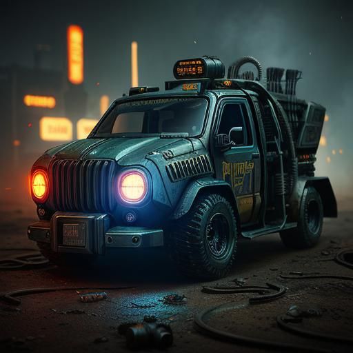 Steampunk Mining Equipment in Cyberpunk Style