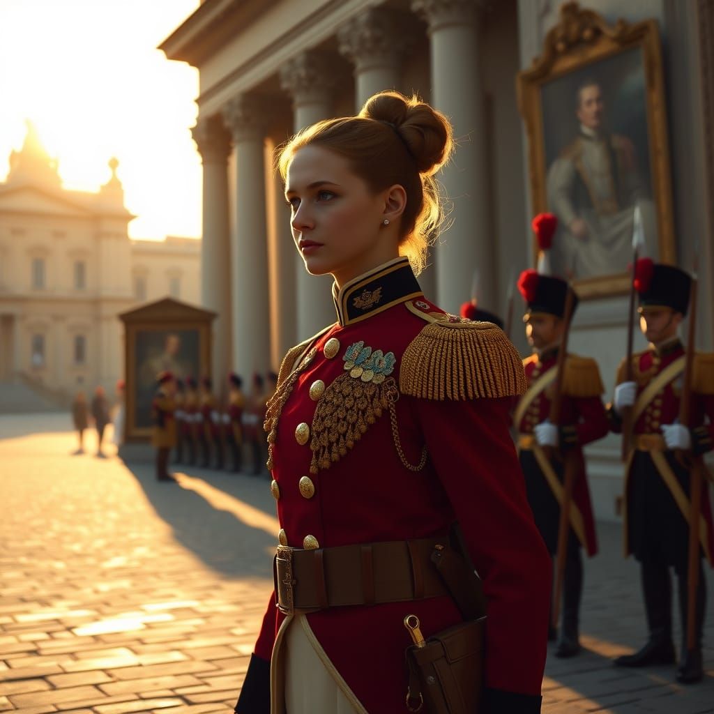 Young Noblewoman Leads Palace Guard in 18th-Century Military...