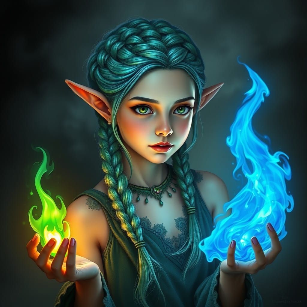 Ethereal Elf Maiden Ignites Mystic Flames