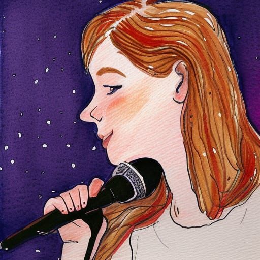 Strawberry Blonde Student: Watercolor Portrait in Triadic Li...