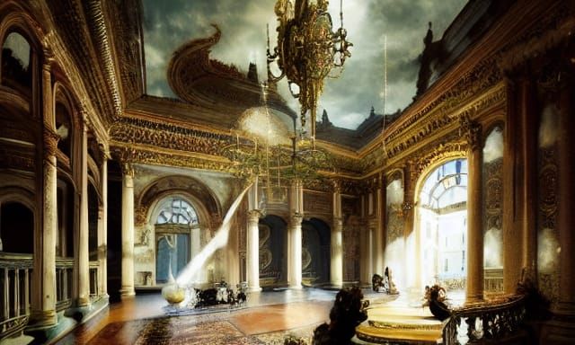 Renaissance Palace Hallway in Baroque Style
