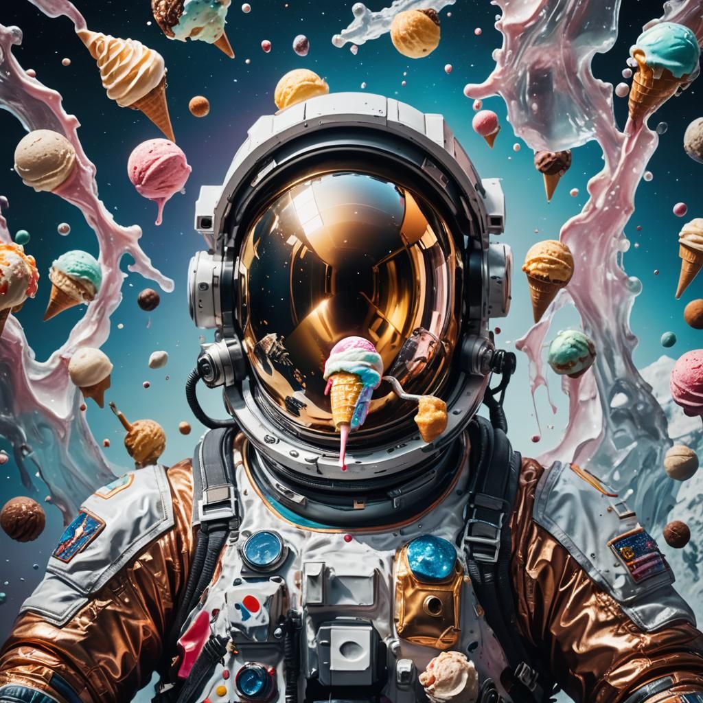 Astronaut's Zero-G Ice Cream: Hyper-Realistic Sci-Fi Portrai...