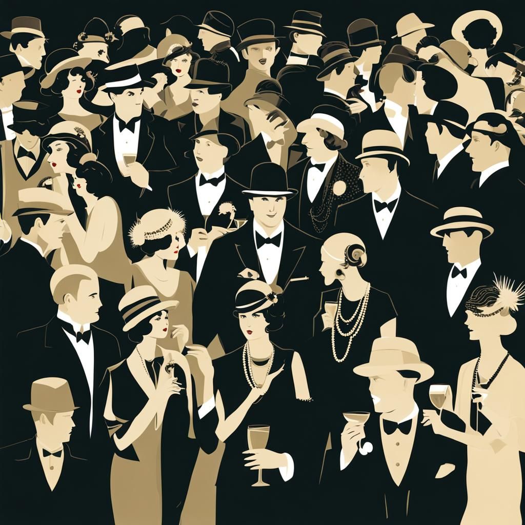 Silhouetted Partygoers Celebrate Roaring 20s Era