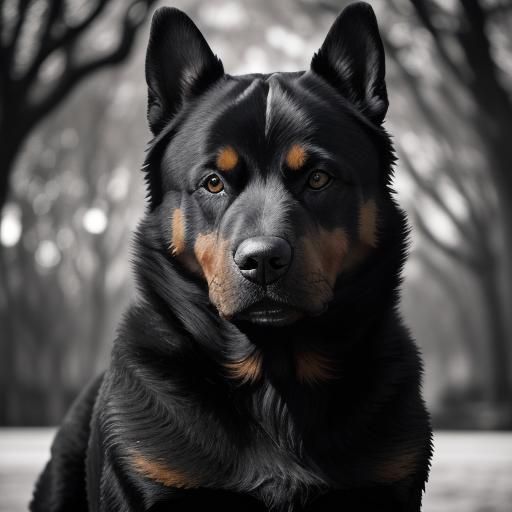 High-Contrast Portrait of Rottweiler in Black and White
