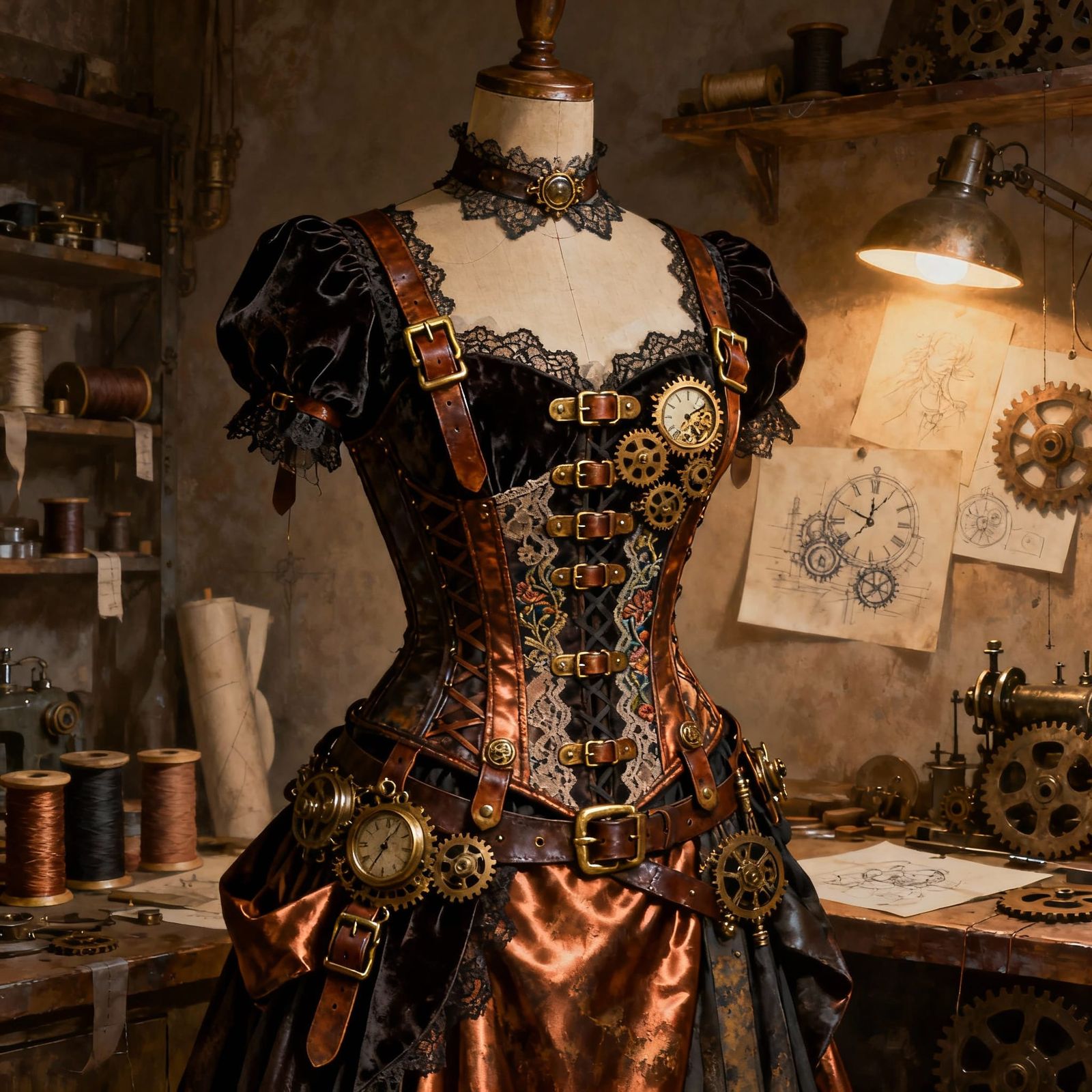Steampunk Fashion Study: Intricate Corsetry & Victorian Garm...