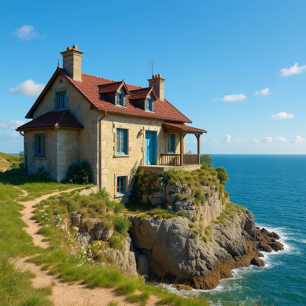 Seaside Cliff House: A Lonely Coastal Vista