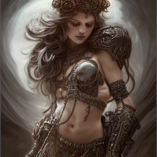 Intricate Viking Goddess in Rococo Style
