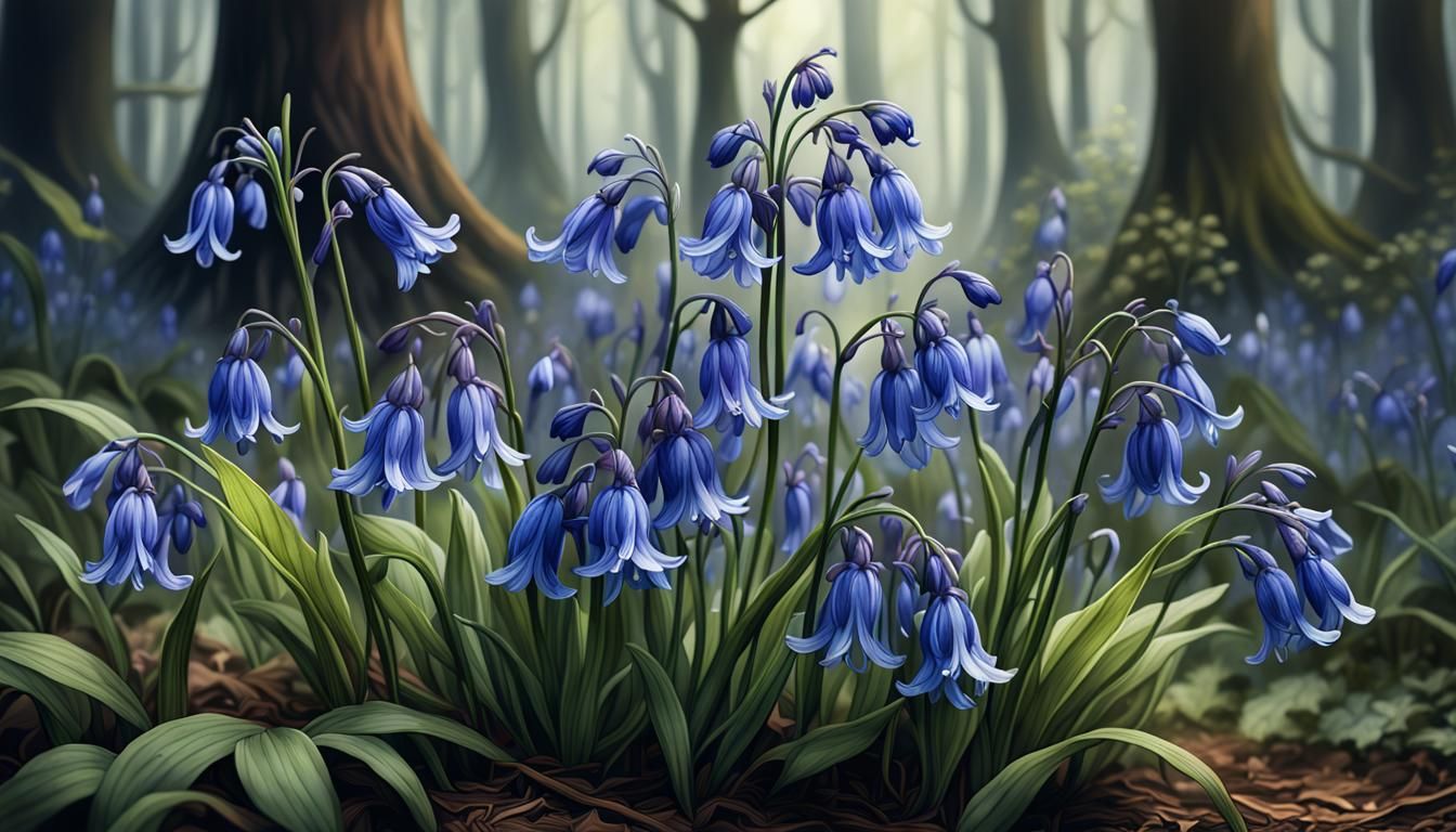 Bluebell Botanical Illustration in Watercolour Style