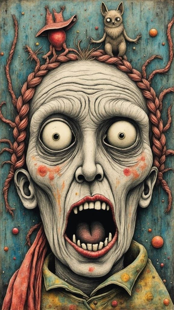 Post-Apocalyptic Wanderer with Dog in Surreal City