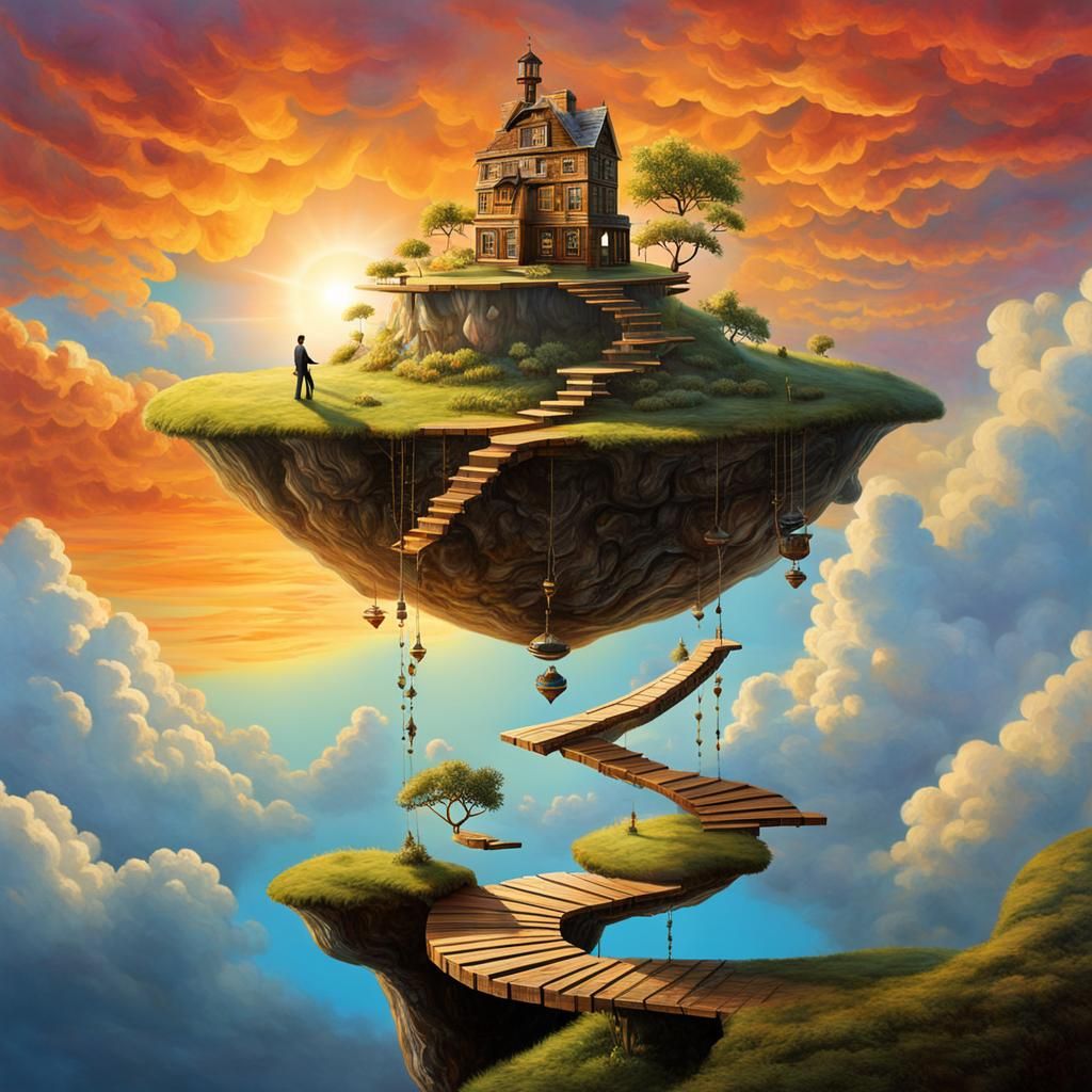 Floating Island Career Advancement, Detailed Matte Painting