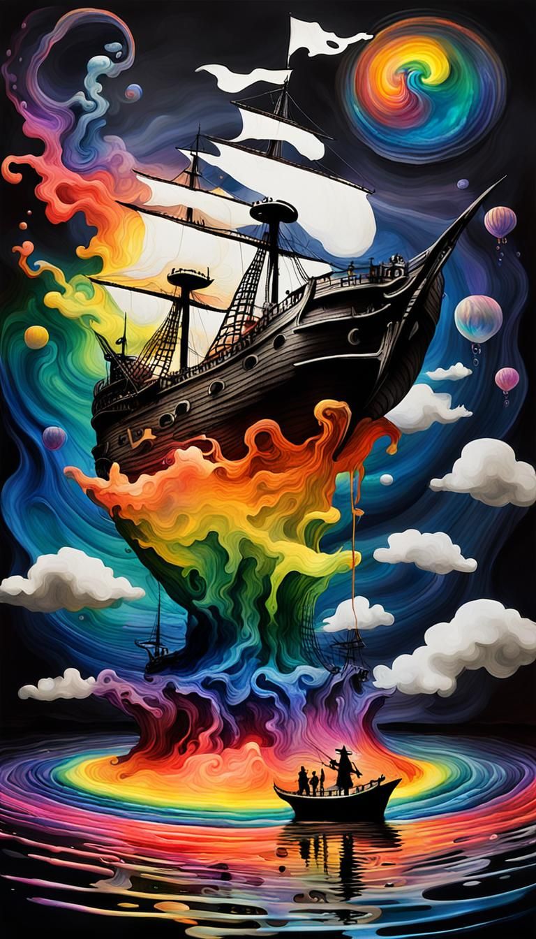 Vibrant Non-Newtonian Fluid Lake Pirate Ship