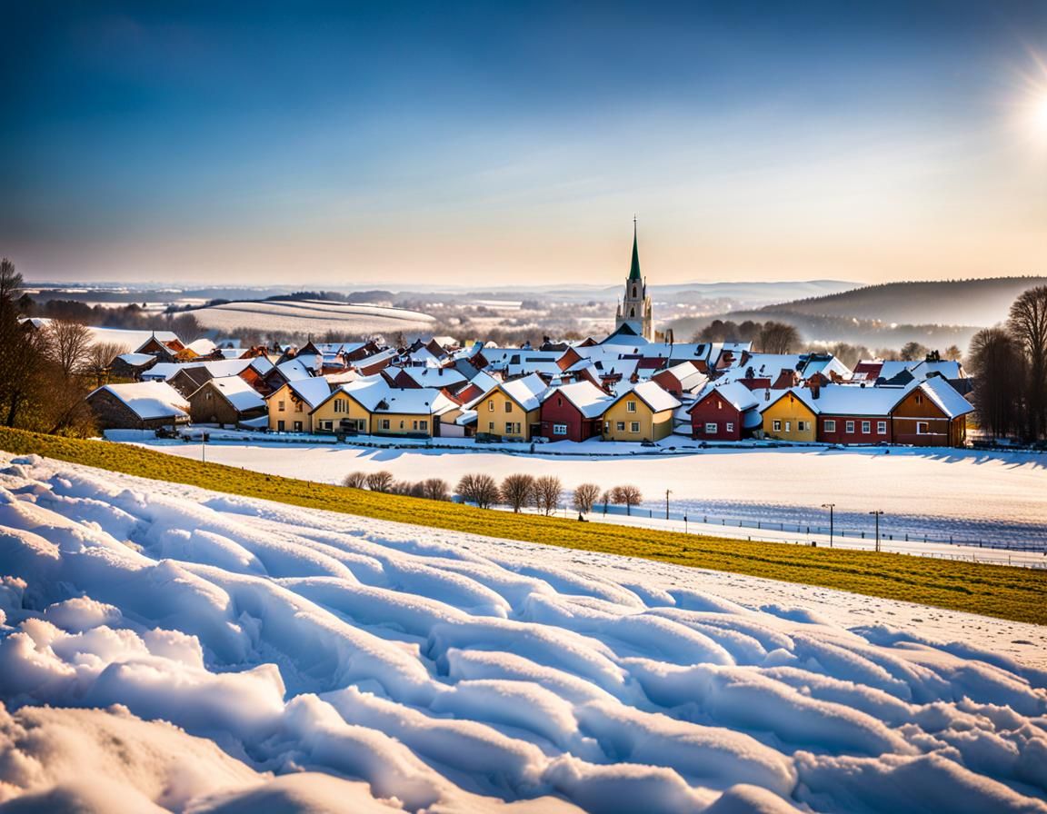 Hungarian Busójárás Celebration in Snowy Village