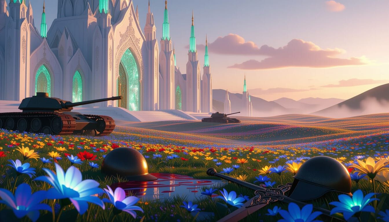 Regent City of Flowers at Dawn with Bioluminescent Fields