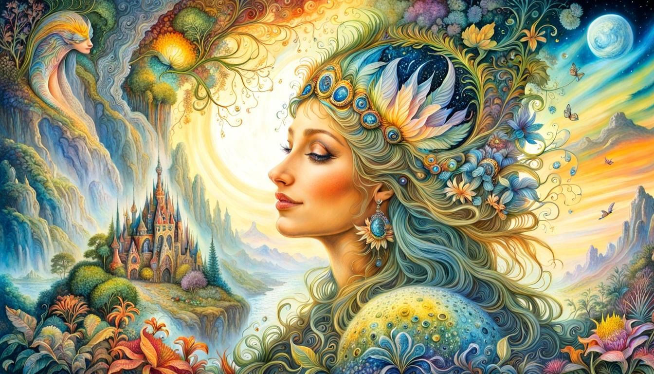 Luna's Whimsical Realm: A Dreamy Forest under the Watchful S...