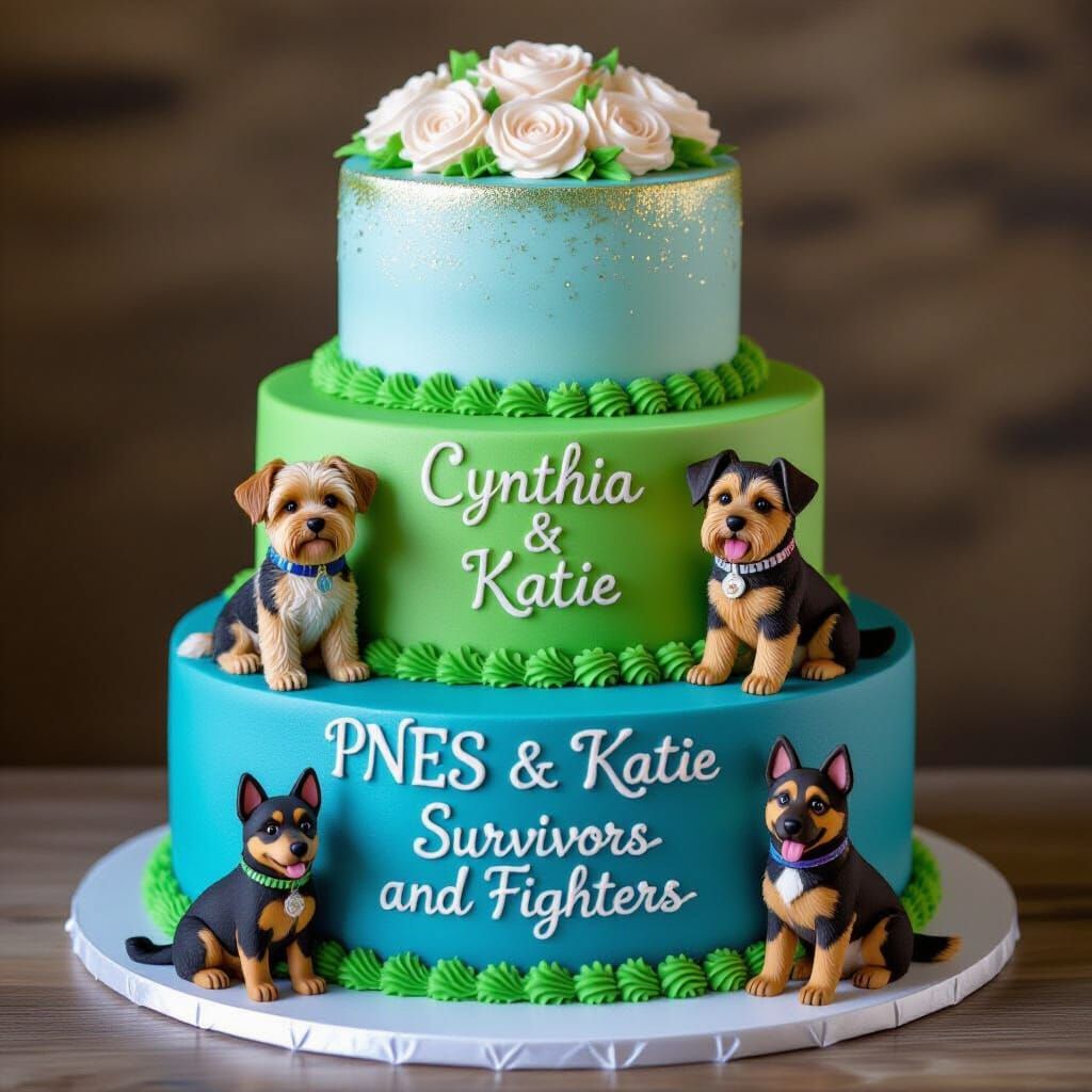 Elegant 8-Tier Cake for PNES Survivors With Fondant Dogs