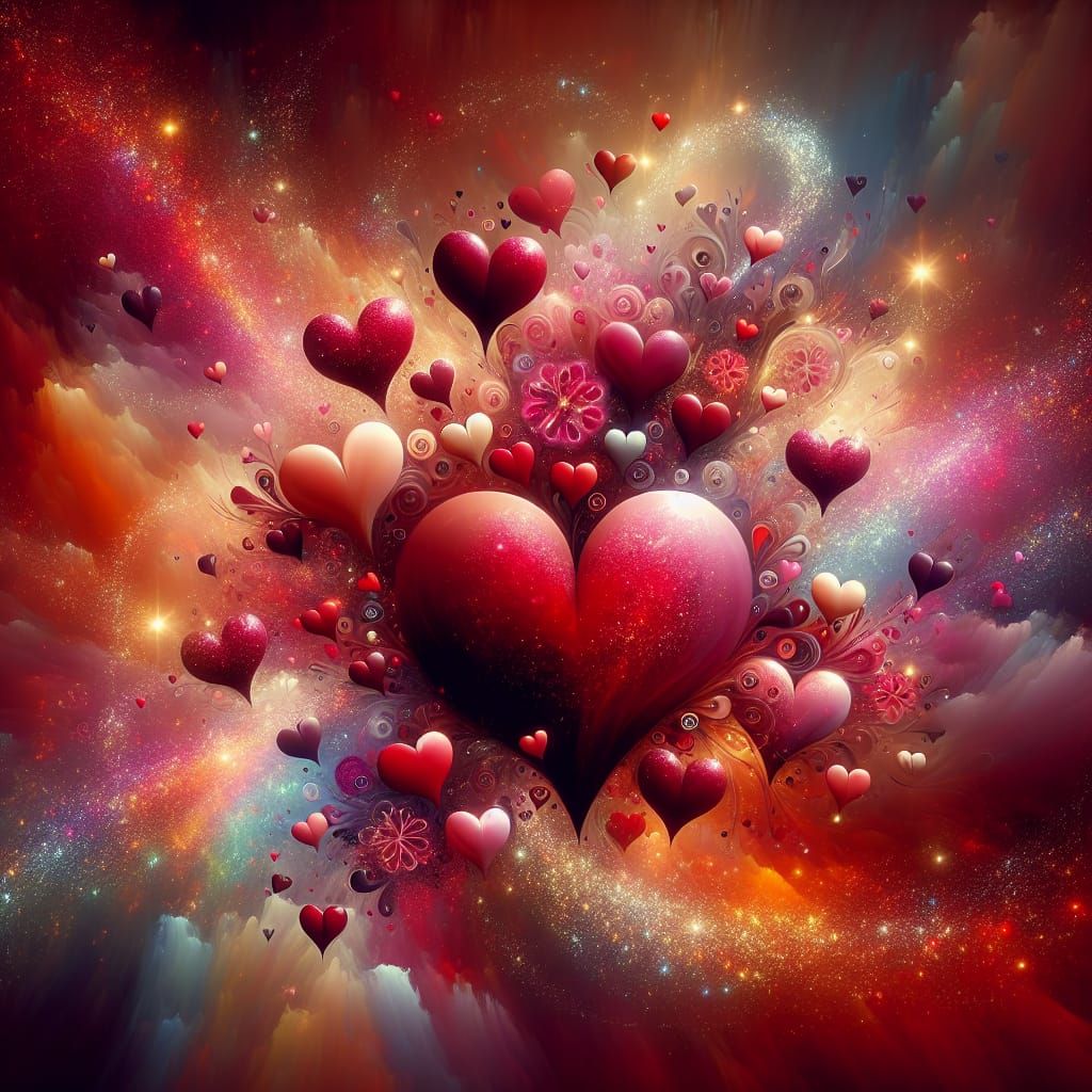 Burgundy Hearts Erupt in Whimsical Valentine's Day Magic