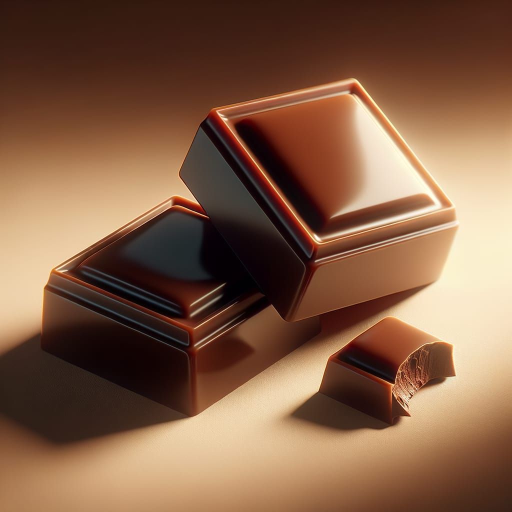 Hyper-Realistic 3D Render of Glossy Chocolates
