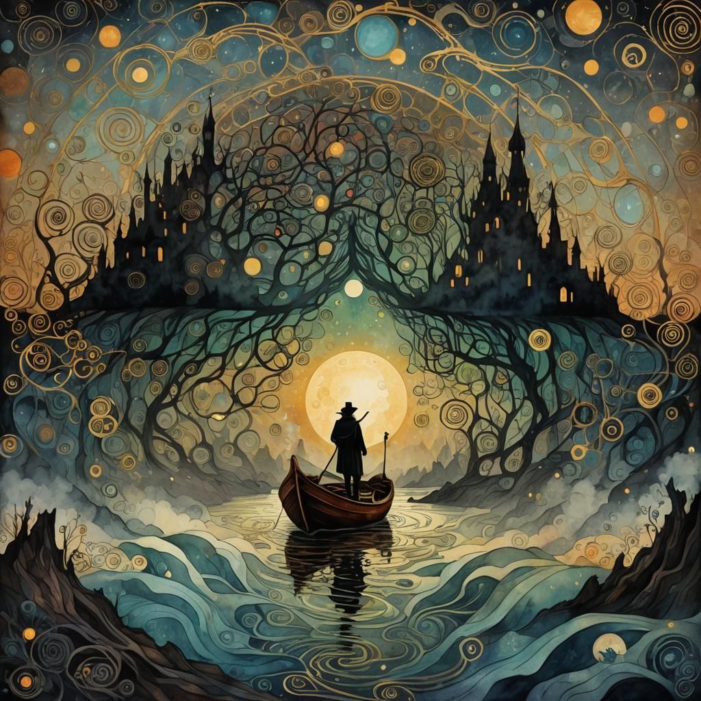 Metatron's Cube of Despair in Surreal Gothic Style