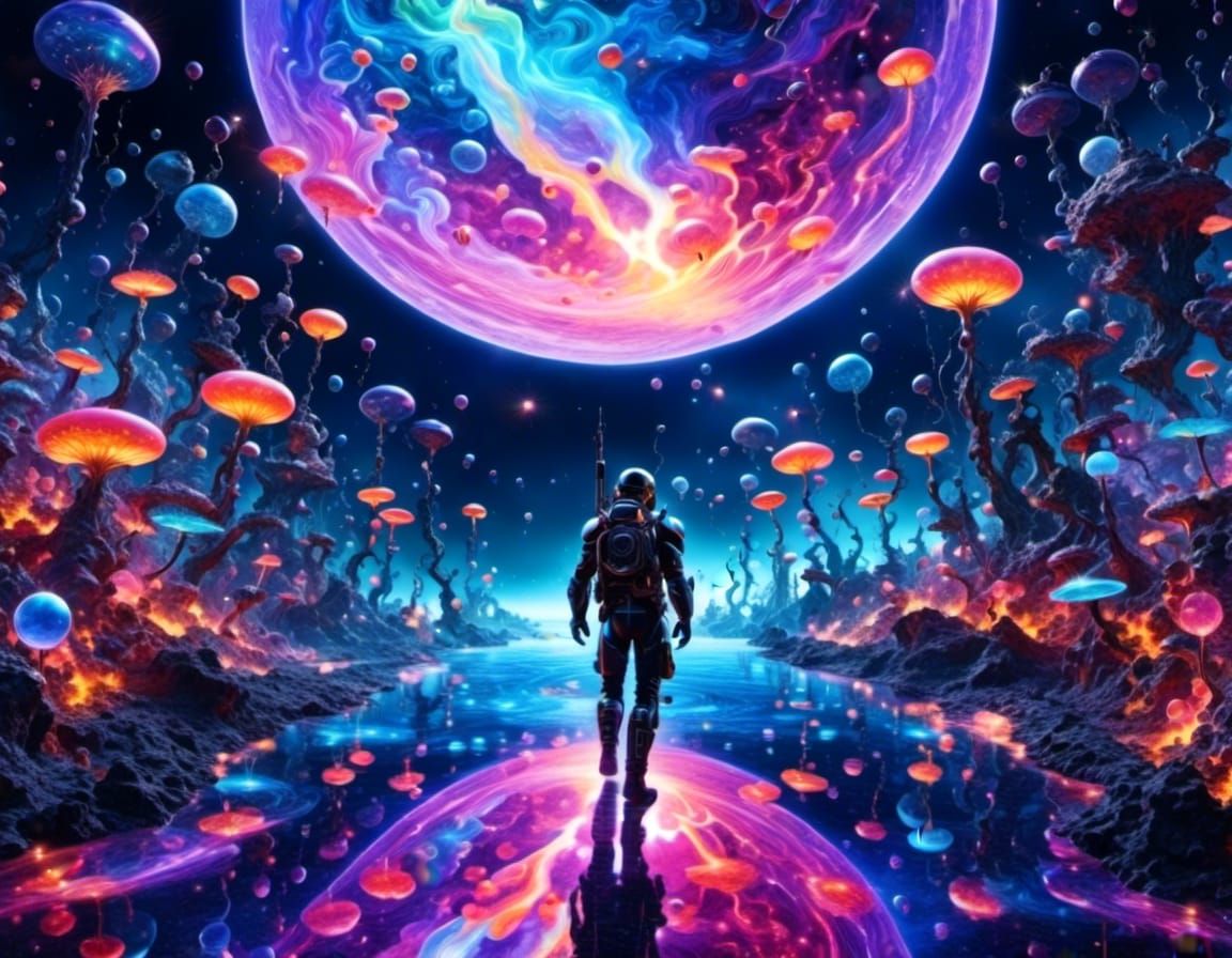 Cosmic Pink: Black Chaos in Digital Art