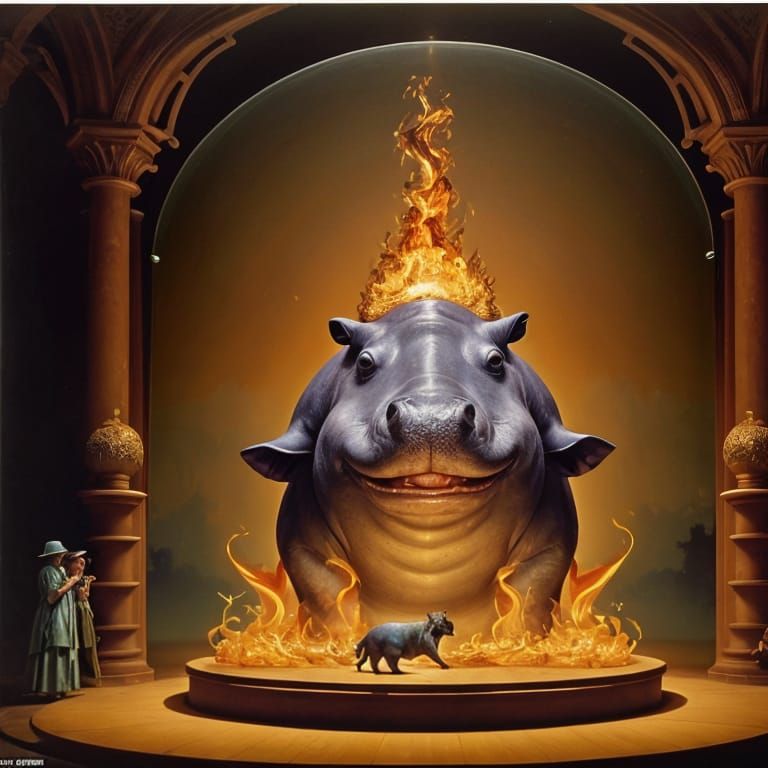 Weird Magic Hippo Under Glass