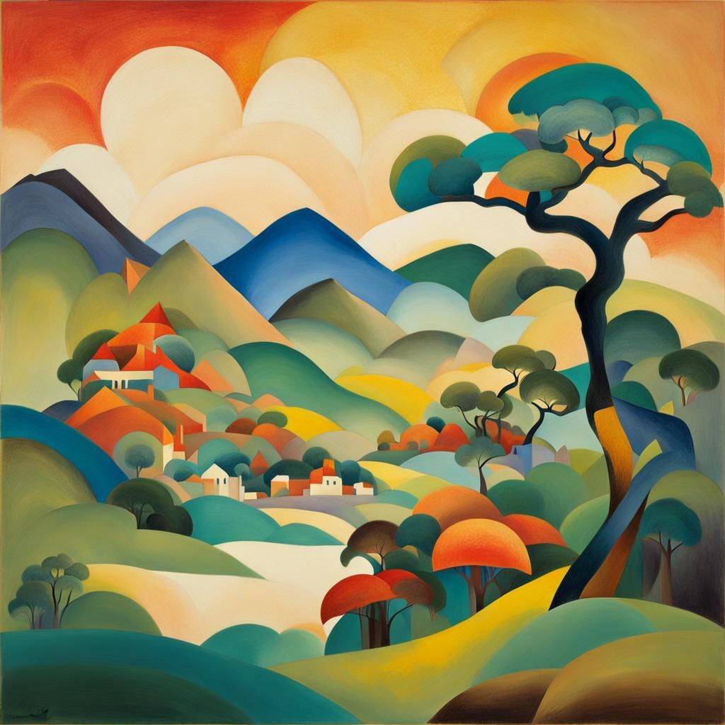 Oriental Landscape in Synchromism Style