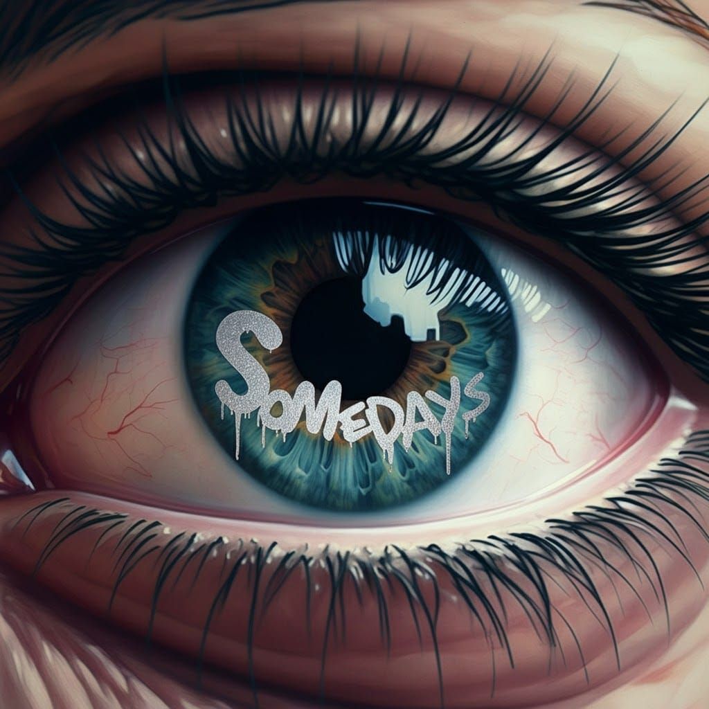 Giant Eyeball with Somedays Graffiti in Surreal Style