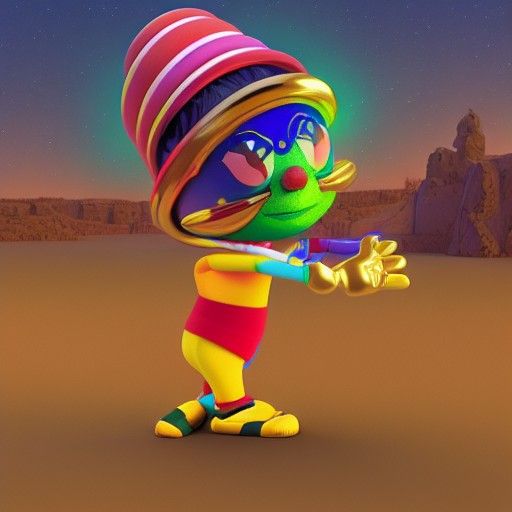 Golden Aztec Character in Pixar Style