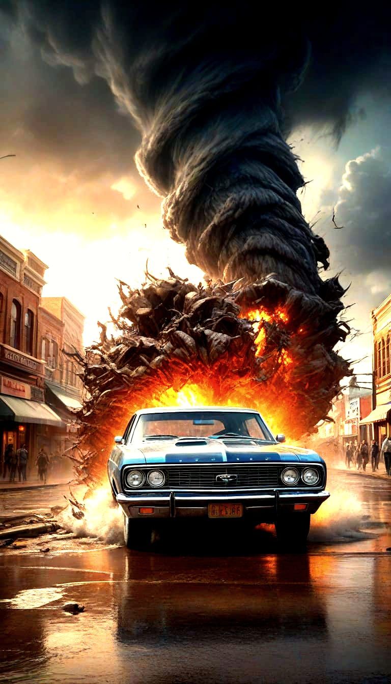 Texas Tornado in Hyperrealistic Splash Art