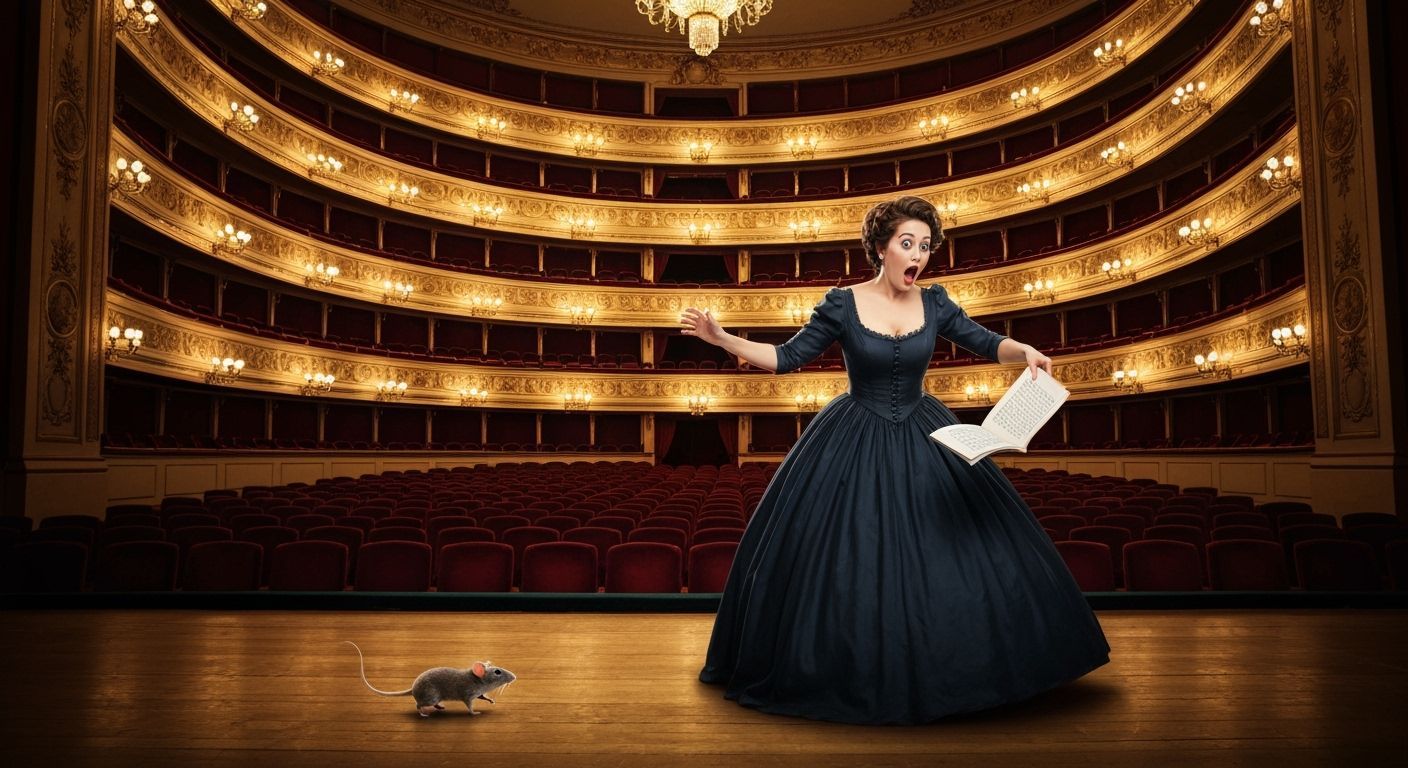 Opera Singer Startled by Mouse on Stage