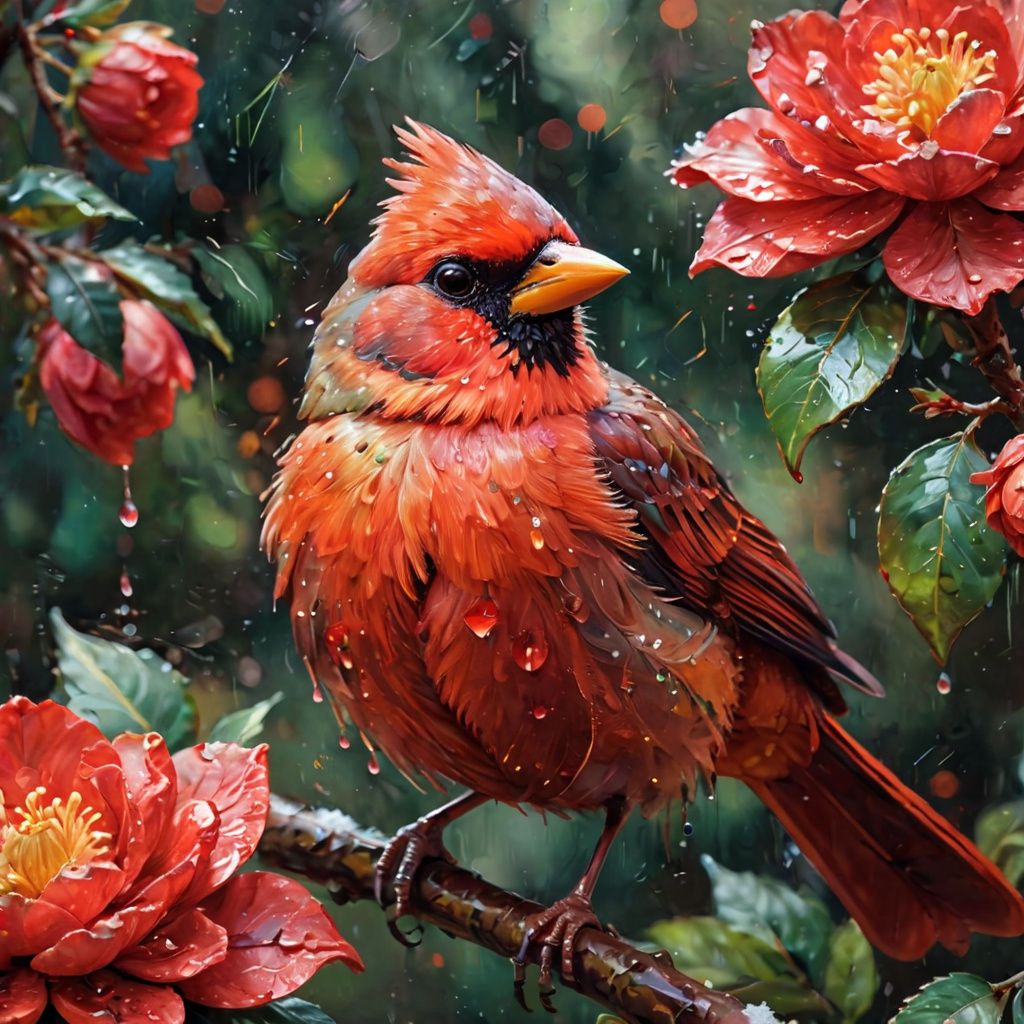 Red cardino bird