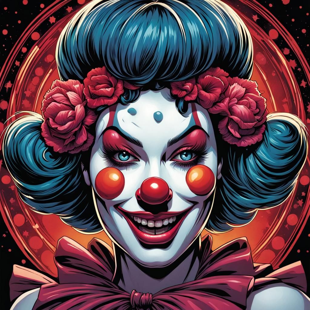 Girl Clown Tongue Comic Book Art